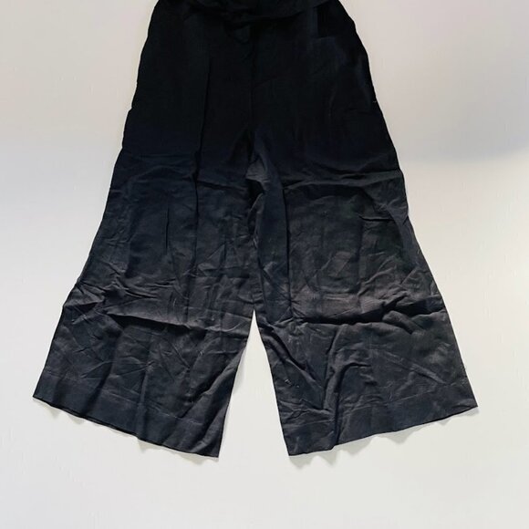 NWT Ann Taylor LOFT Jumpsuit Romper Black Linen Square Neck Ruffle Wide Leg XS - Picture 7 of 13